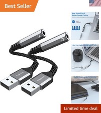 USB to 3.5mm Jack Audio Adapter 2-Pack, USB to Audio Jack Adapter Headset, US...