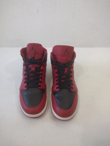 Nike Air Jordan 1 Mid Herren Rot Schwarz 554724-660 Turnschuhe Größe 9
