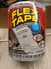 Flex Tape gray 4 in. x 5 ft. Strong Rubberized Waterproof Tape  #4-13