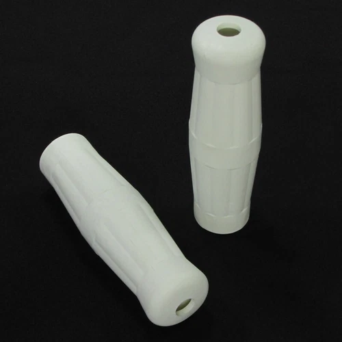 “Coke Bottle” Style Rubber Motorcycle Grips - White, For Use on 1” Handlebars