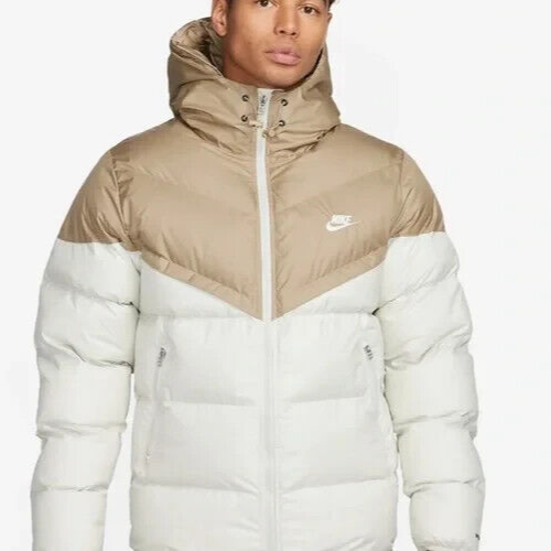 NWT NIKE MEN'S STORM FIT FULL-ZIP HOODED DOWN FILLED JACKET KHAKI