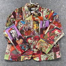 Cj Banks Jacket Womens 1x Plus Cubist Cubistic Aop Abstract Denim Stretch Cotton