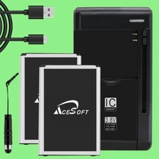 Long Lasting 2x 3220mAh Displaceable Battery Charger Cable for LG Aristo MS210