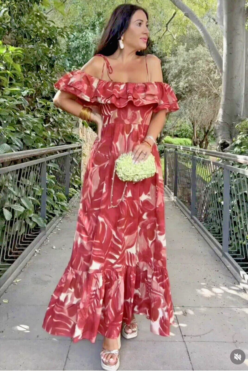Red ruffle hotsell dress off shoulder