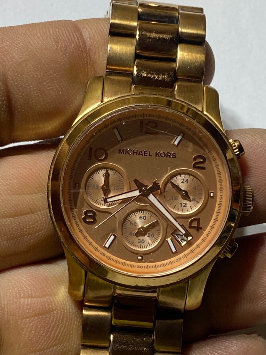 Ladies Gold Tone Michael Kors MK-5128 Chronograph Analog Watch And
