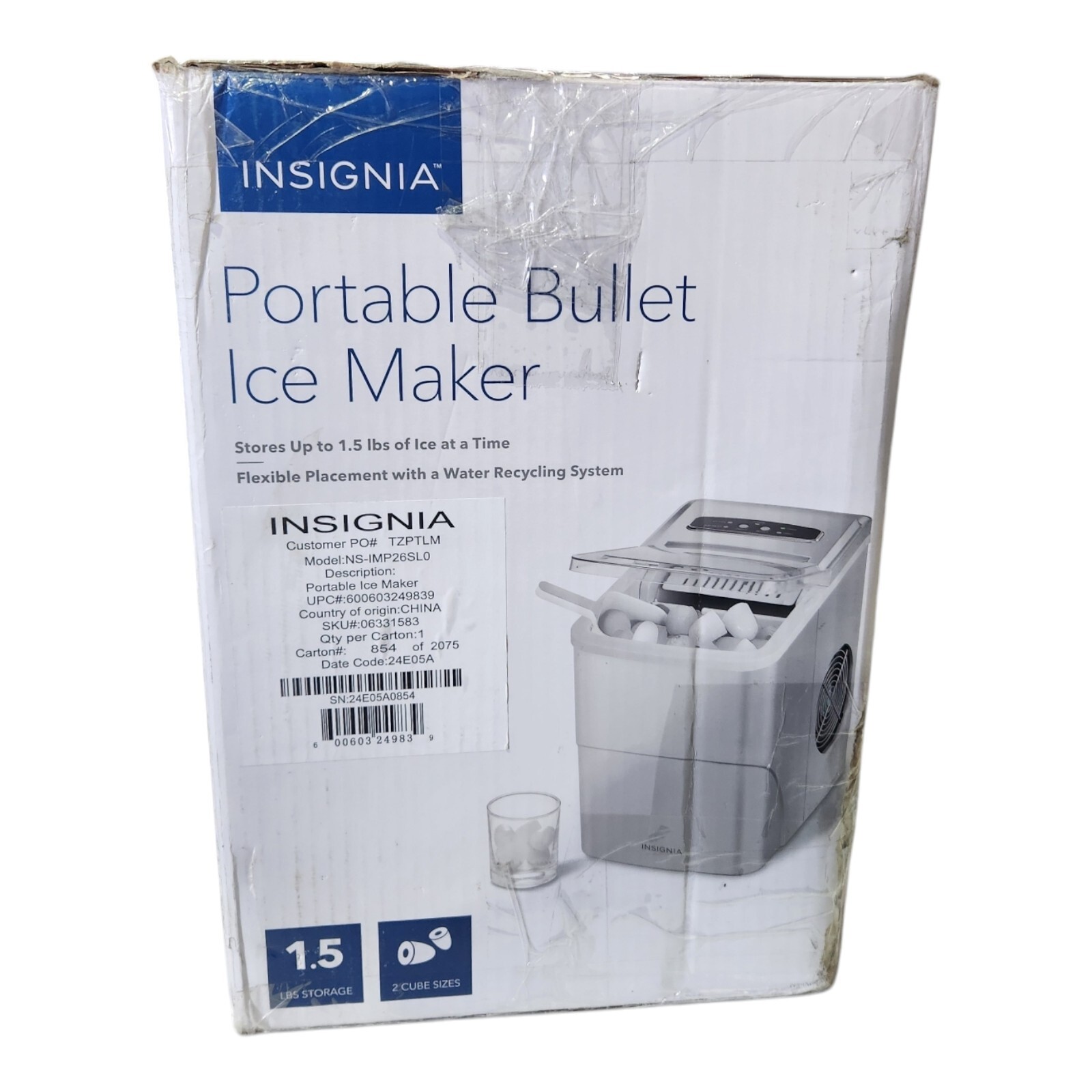 Insignia- Portable Ice Maker with Auto Shut-Off - Silver. New Open Box-image