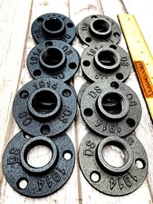 FLOOR FLANGE x10 x  1/2" MALLEABLE CAST IRON THREADED STEAM PUNK -grey and black