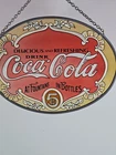 Vintage Coca-Cola Sun Catcher Stained Glass Hanging Sign Metal Frame VINTAGE!