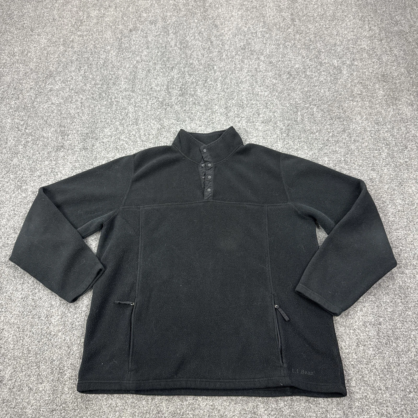 L.L. Bean Pullover Mens XLT Black Fleece Snap Neck Hiking Outdoor Thermal Top