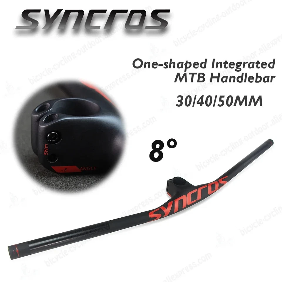 Manillar de bicicleta de montaña de carbono Syncros 8 grados con potencia 30/40/50 mm Foto 3 de 4