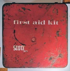 SCOTT First Aid Box Red Metal 9 In. X 9 IN. X 2½ In. Deep Wall Mountable