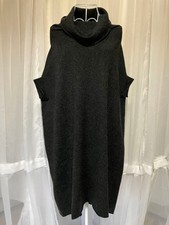 PRADA Dress Tunic Dark Gray Cashmere Turtle Neck with Arm Covers Size 38