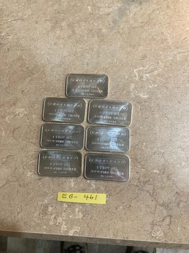 7 ENGELHARD 1 OZ. .999 FINE SILVER BARS
