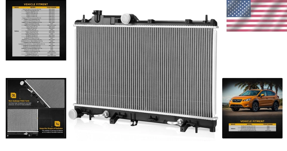 Automotive Radiator Aluminum Coolant Replacement Compatible with Subaru Foto 2 de 4