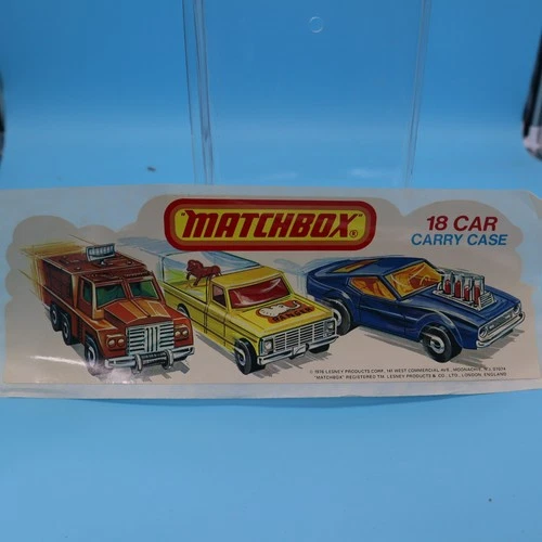Vintage 1976 Matchbox 18 Car Carry Case Sticker Unused 12 inches great display