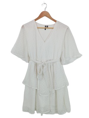 VERO MODA Sommerkleid Damen Kleid Gr. DE 38 weiß Elegant