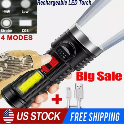 Super Bright 999000000 LM LED Torch Tactical Flashlight Lantern Rechargeable US