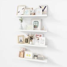 24 inch Picture Ledge Shelf, Wood Floating Shelves Set of 4  24in-4pcs White