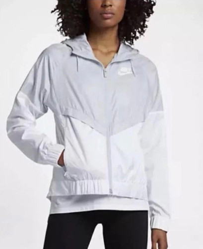 Nike Windrunner Women’s M Hooded Full Zip Lightweight Ripstop Jacket Gray/White