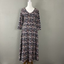 Pact $88 Fit And Flare Midi Party Dress M Floral Organic Cotton Pockets Stretchy