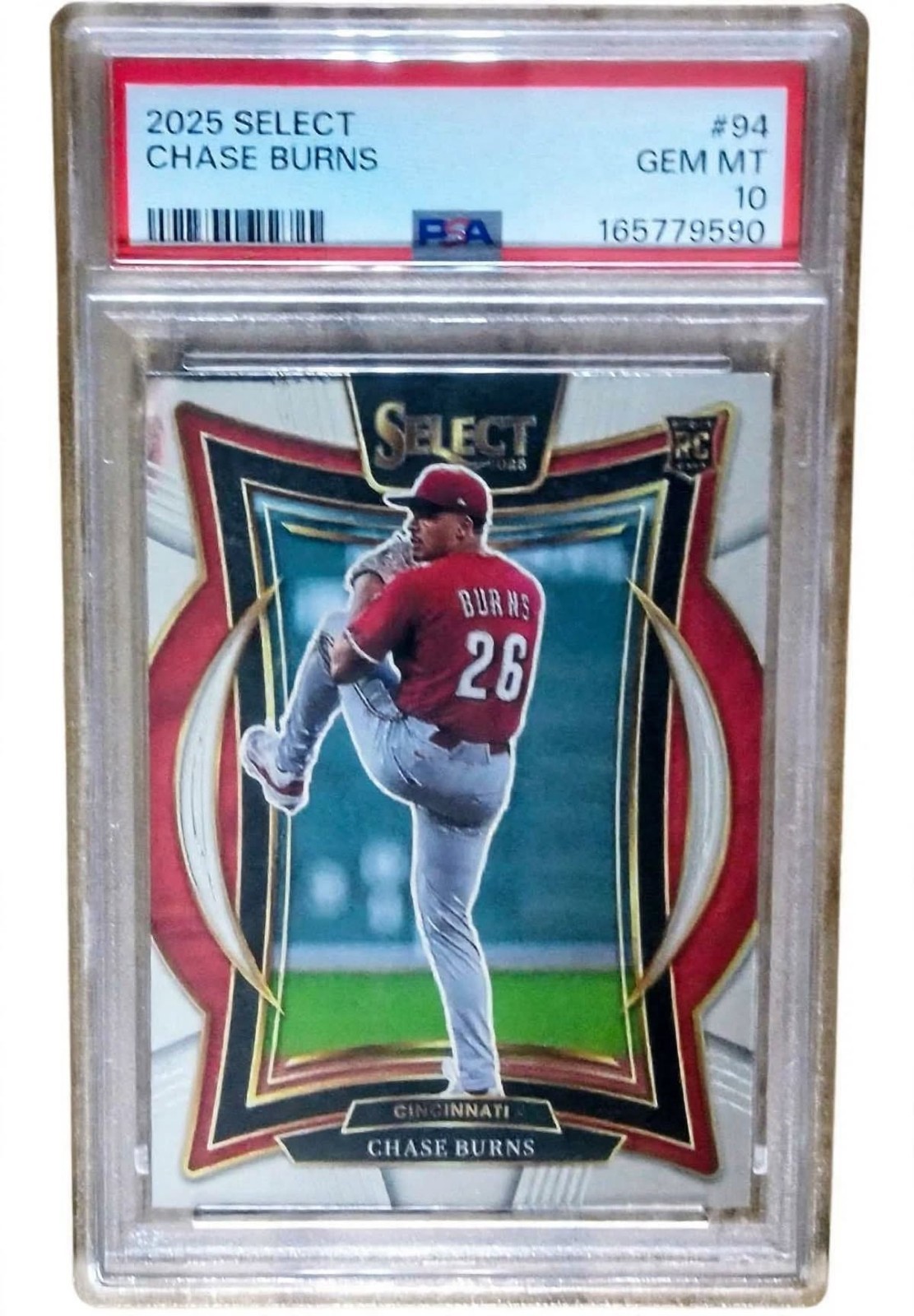 2025 Panini Select Chase Burns #94  Tri-Color Prizm PSA 10 GEM MINT Reds POP 1