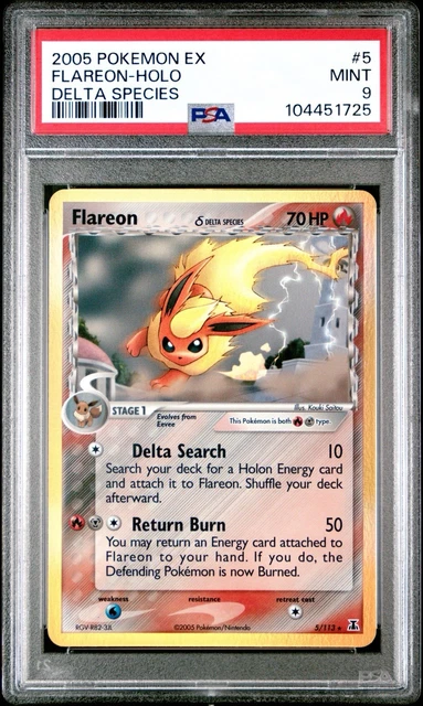 LOW POP 2005 Pokemon Flareon Holo EX Delta Species PSA 9 5/113 VINTAGE MID ERA