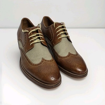 Johnston and Murphy Two Tone Brown Shoes Leather & Cloth