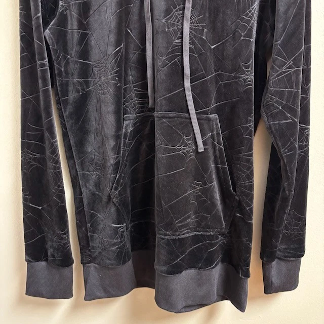 Sudadera con Capucha KILLSTAR Mujer Terciopelo Negro Telaraña Talla XS Vamp Goth Grunge Foto 3 de 4