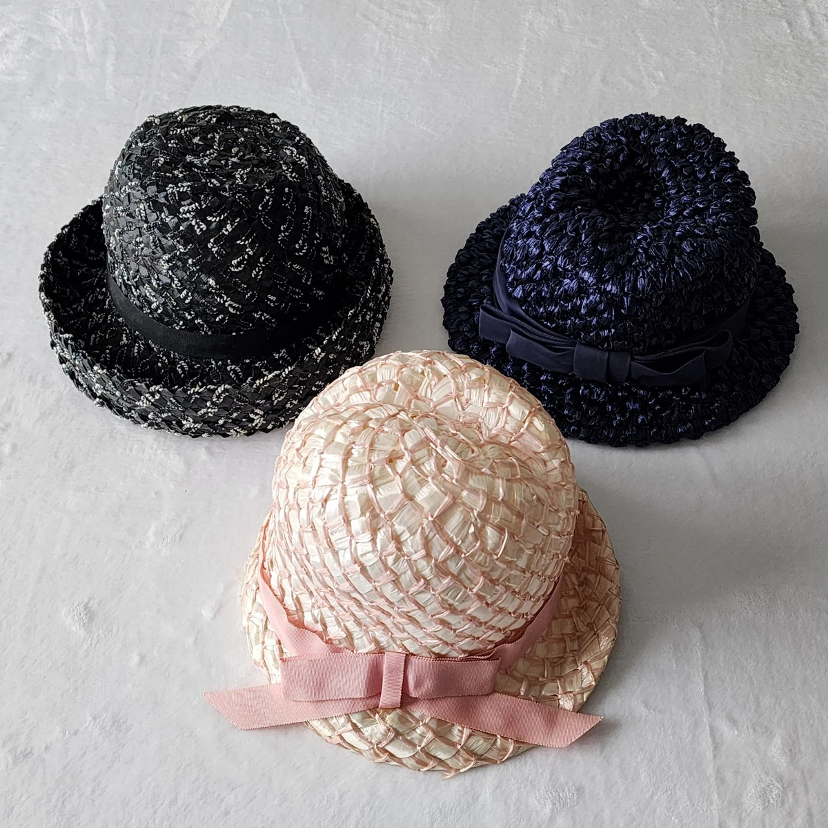 VINTAGE Gibson Girl style black woven straw hat wide brim 50s 60s sun hat church Women main image 3