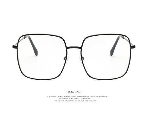 Stainless Steel Square Eyeglasses - Solid Oversized Frames Clear Lens Eyewear - Picture 9 of 20