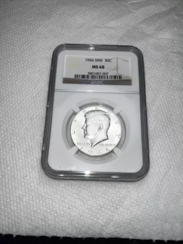 1966 SMS KENNEDY HALF DOLLAR MS68.  NGC CERTIFIED. OUTSTANDING CONDITION.