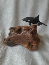 John Perry Orca Killer Whale Burl Wood Art Sculpture