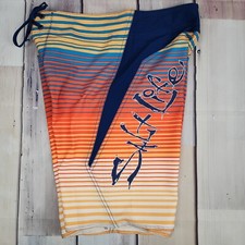 Salt Life SLX-QD Mens 30x11 Vapor Stretch Blue Orange Board Shorts Swim Trunks