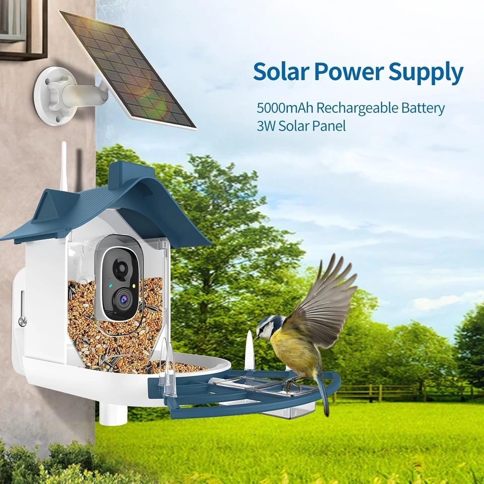 Alimentador de Pájaros con Cámara 4K 1080P AI Identificar 11000+ Pájaros Captura Automática Videos de Aves Foto 4 de 4