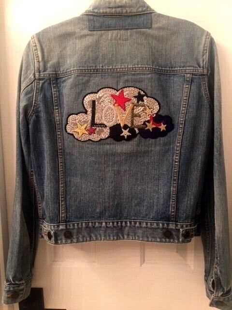 NUOVA GIACCA DENIM SAINT LAURENT ""LOVE"" TAGLIA 42(FR)