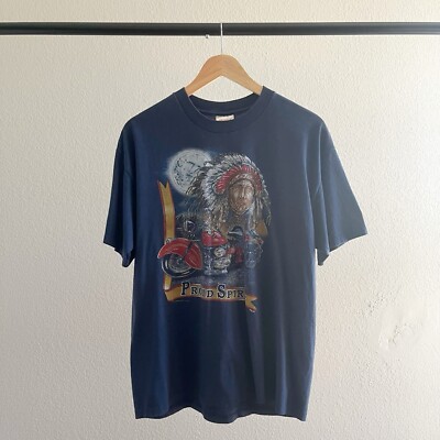 Vintage 2000 s Native American Motorcycle Graphic T-Shirt - Large