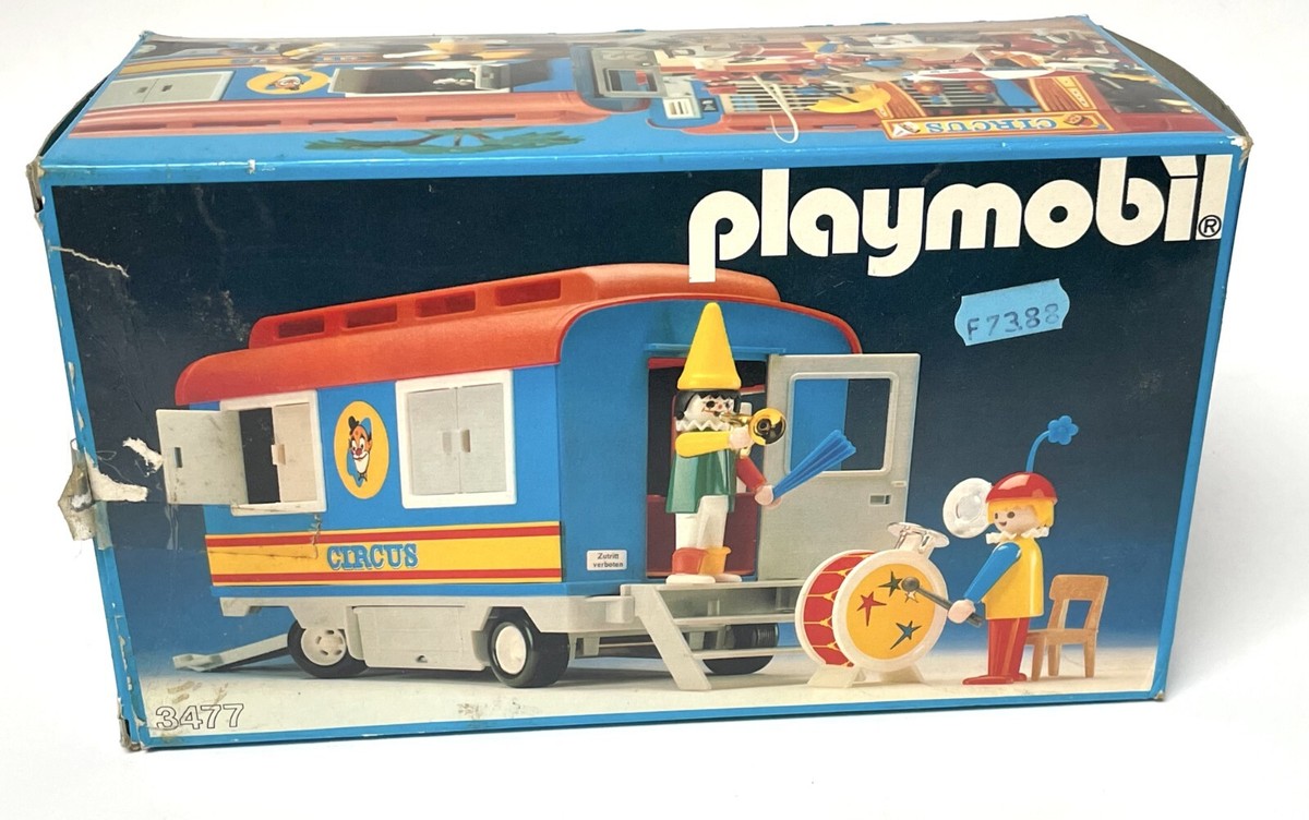 Playmobil 3477 Cirque – Caravane Roulotte Et Clowns De 1982 – Complet Et TBE
