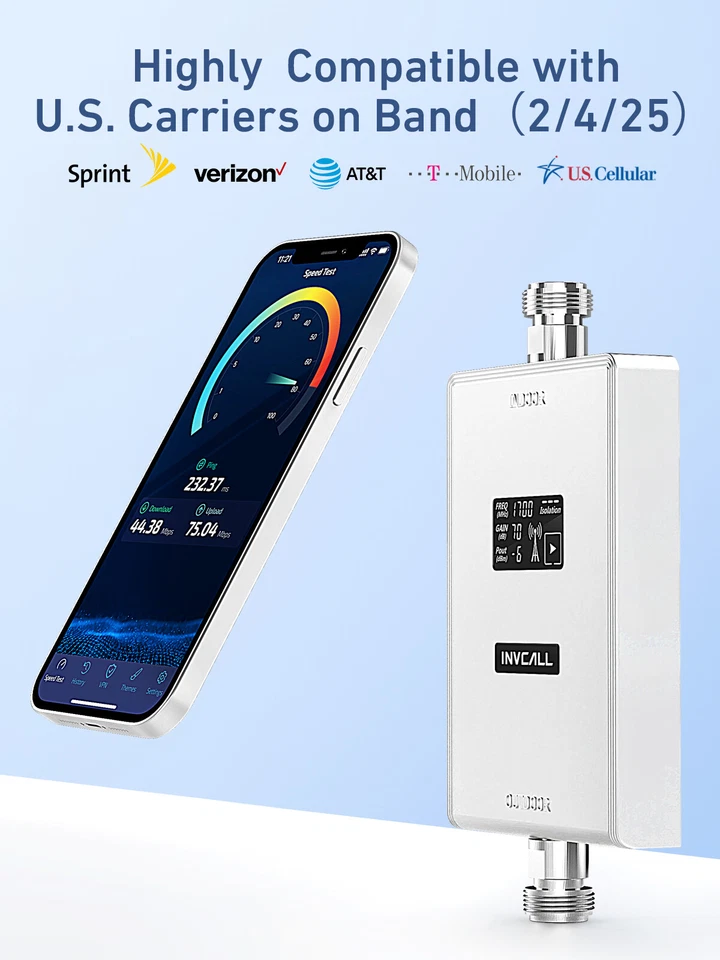 4G 5G LTE Cell Phone Signal Booster 1700/2100/1900MHz Band 2/4/25 up to 4,500 sq - Image 2 of 4