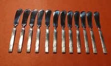 12 NAKAZATO NAB3 Stainless Individual Butter Spreader Knives Japan Bamboo/Leaves