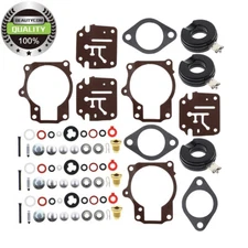 Set of 3:FOR JOHNSON EVINRUDE 65 70 75 HP CARBUREOTR REBUILD REPAIR KIT W/ FLOAT