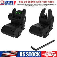 Tactical Foldable Fiber Optics Sight Flip-up Front+Rear Sight for mount / Rail