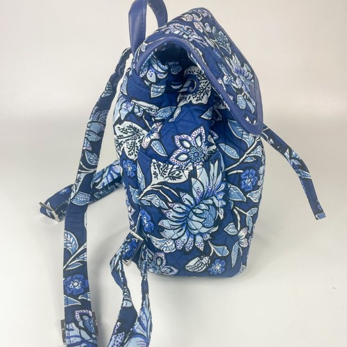 Vera Bradley Tropics Tapestry Navy Blue Floral Quilted Backpack - Picture 5 of 7