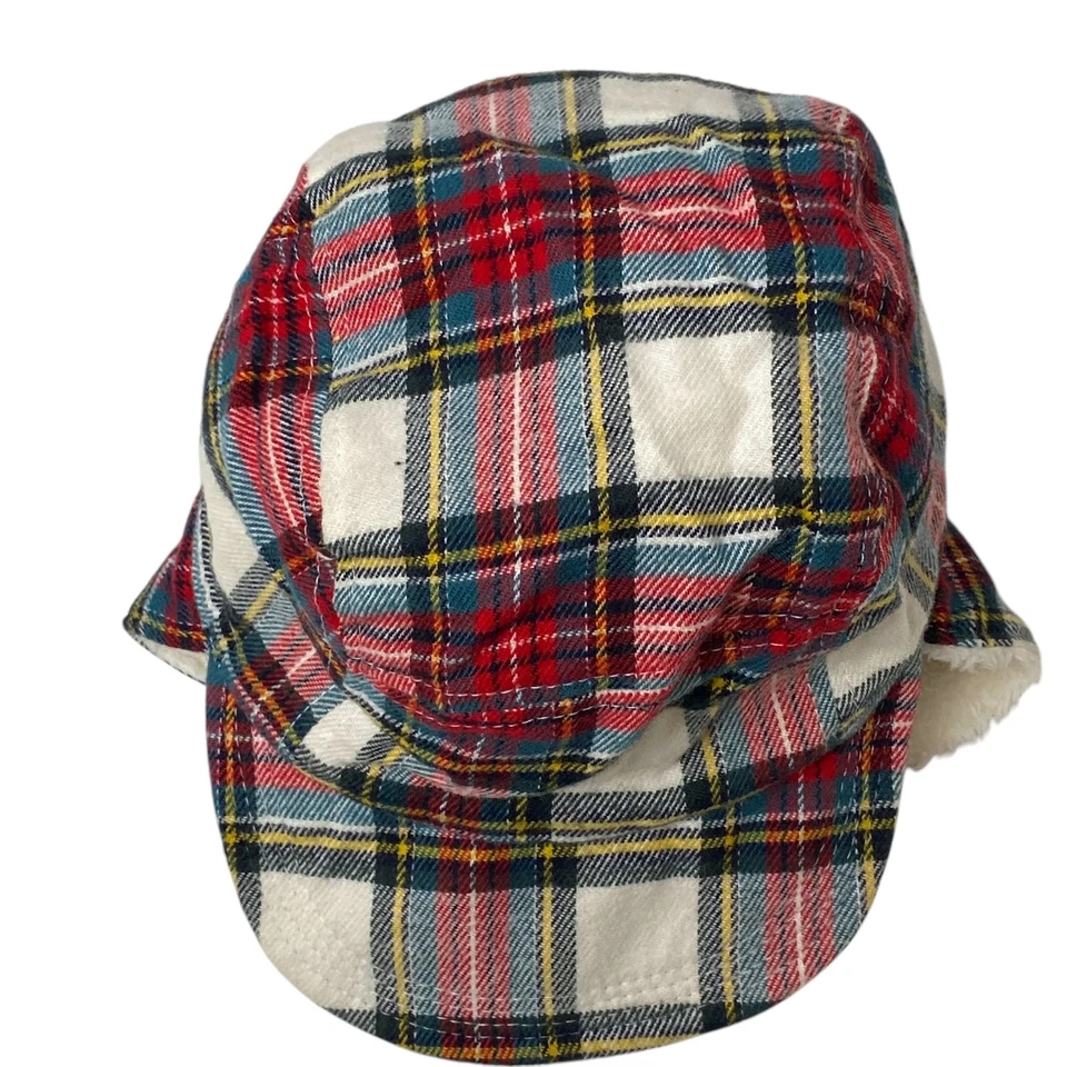 Baby Gap Red Plaid Hat 6-12mos Fleece Lined Trapper Hat - Image 2 of 4