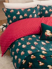Image of George Christmas Green Guinea Pig Reversible Duvet Set Single Double & King New