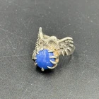 Vintage Sterling Silver Eagle Ring with Blue Cabochon - Size 8 1/2