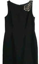 Lauren Ralph Lauren Dress Womens Size 14 Black Crepe Beaded Trim Sleeveless   