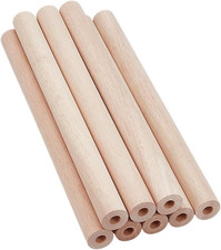8Pcs Hollow Wood Sticks Rubber Wood Dowel 11.8X1 Inch Wooden Dowel Rod with 0...
