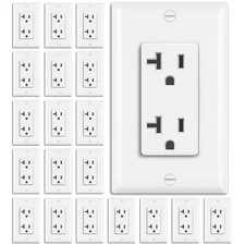 BESTTEN 20 Pack 20 Amp Decorator Receptacle, Electrical Wall Outlet, Non-Tamper-