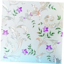Decorative Window Film Etched Floral,Privacy Door Film,Static Cling Glass 
