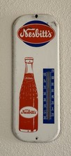 Vintage Nesbitt's Soda Advertising Tin Sign With Working Glass Thermometer - 16
